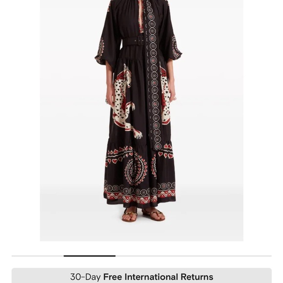 LA DoubleJ Black and Pink Resort Gown with Bishop Sleeves - goop - Picture 2 of 8